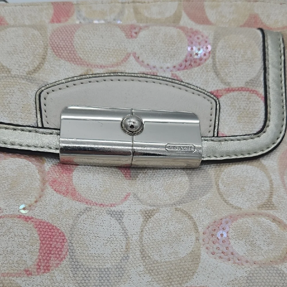 Coach Beige and Pink Patterned Crossbody Bag